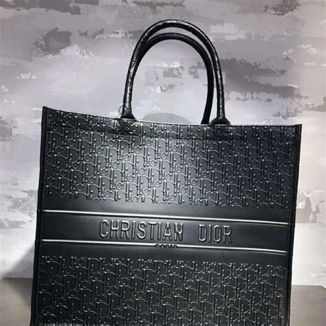 christian dior tote bag black leather